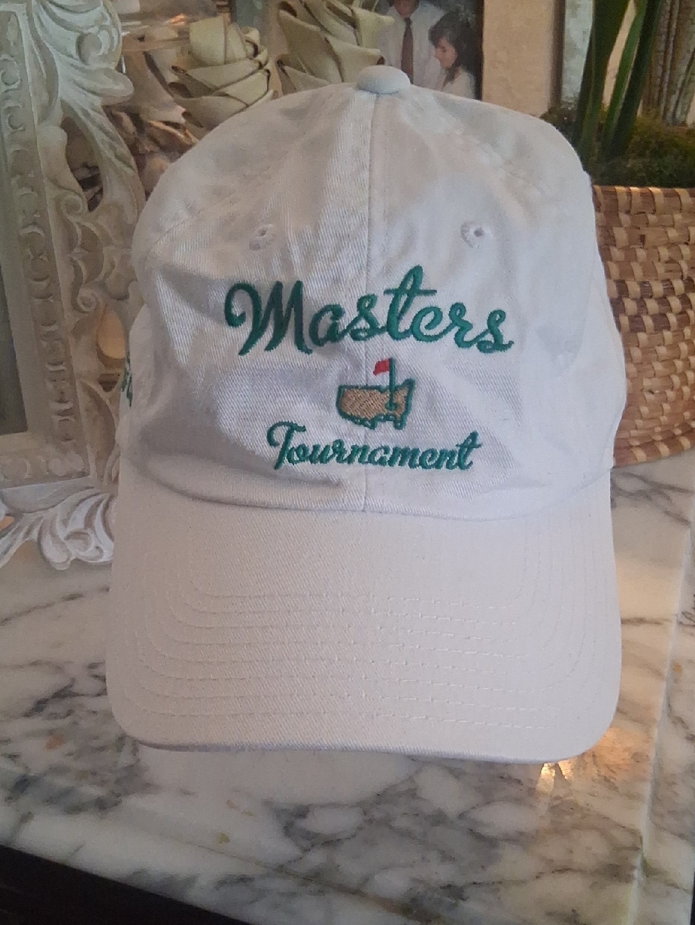 American Needle White Cap with Green Masters Patch